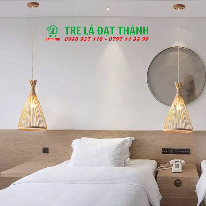 Đèn Đuôi Cá Thả Trần Bằng Mây Tre - DMT021